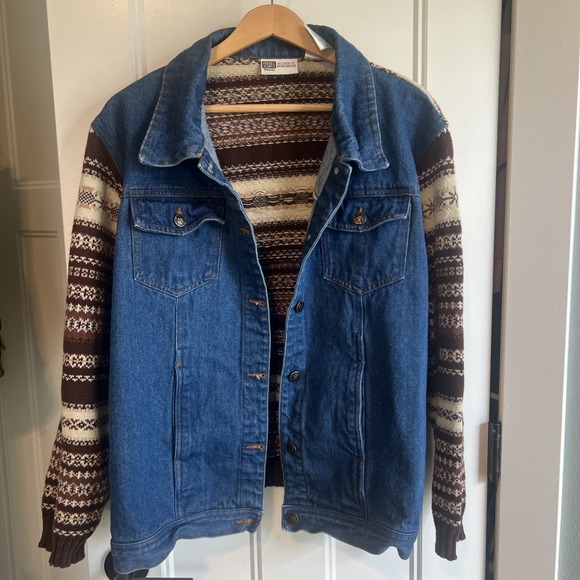 Faded Glory Jackets & Blazers - Faded Glory Womens 18W 20W Jean Jacket Vtg 90s Denim Sweater Southwestern Aztec